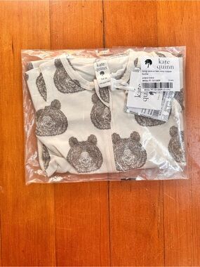 kate quinn Cream Footie with Brown Bear Faces